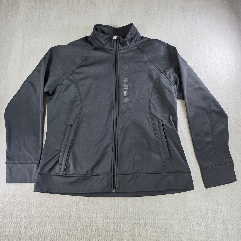 Elevate Sport Track Jacket Womens 2XL Black‎ Pac-Man Graphic Full Zip Activewear